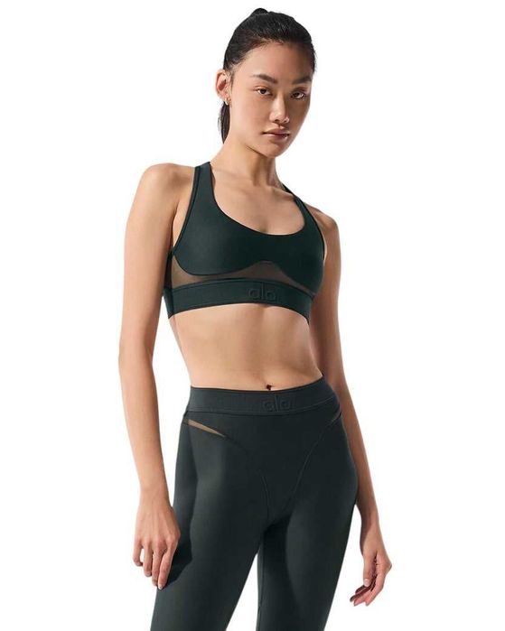 Топ спортивний Alo Yoga Airlift Rebel Bra Charcoal Green