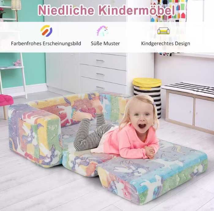 Sofa dziecięca 2 W 1 COSTWAY