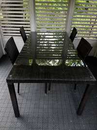 zestaw stół technoratan + 4 krzesła ogrodowe