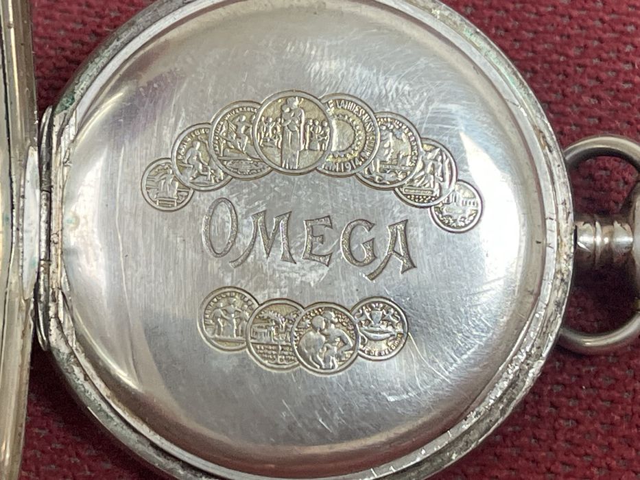 Omega Złocony Srebrny Zegarek Kieszonkowy