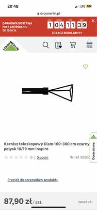 Karnisz teleskopowy Diam 160-300 cm czarny połysk 16/19 mm Inspire