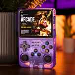 Nowa retro konsola R36S w kolorze transparent purple