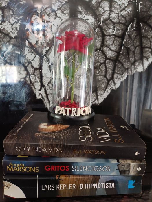 Dia dos Namorados Rosa c/ led's em cúpula/redoma personalizada c/ nome
