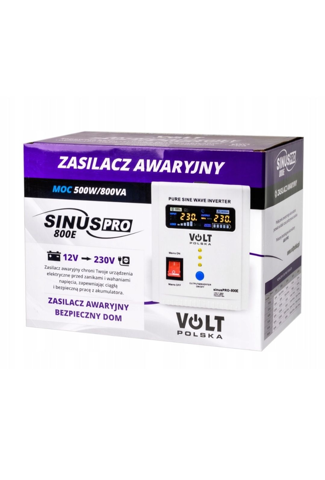 ДБЖ ИБП Volt Polska sinuspro 800E інвертор 500 800Вт преобразователь