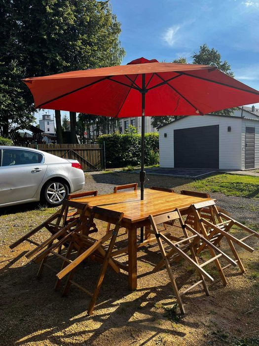 Zestaw mebli ogrodowych stół + krzesła + parasol