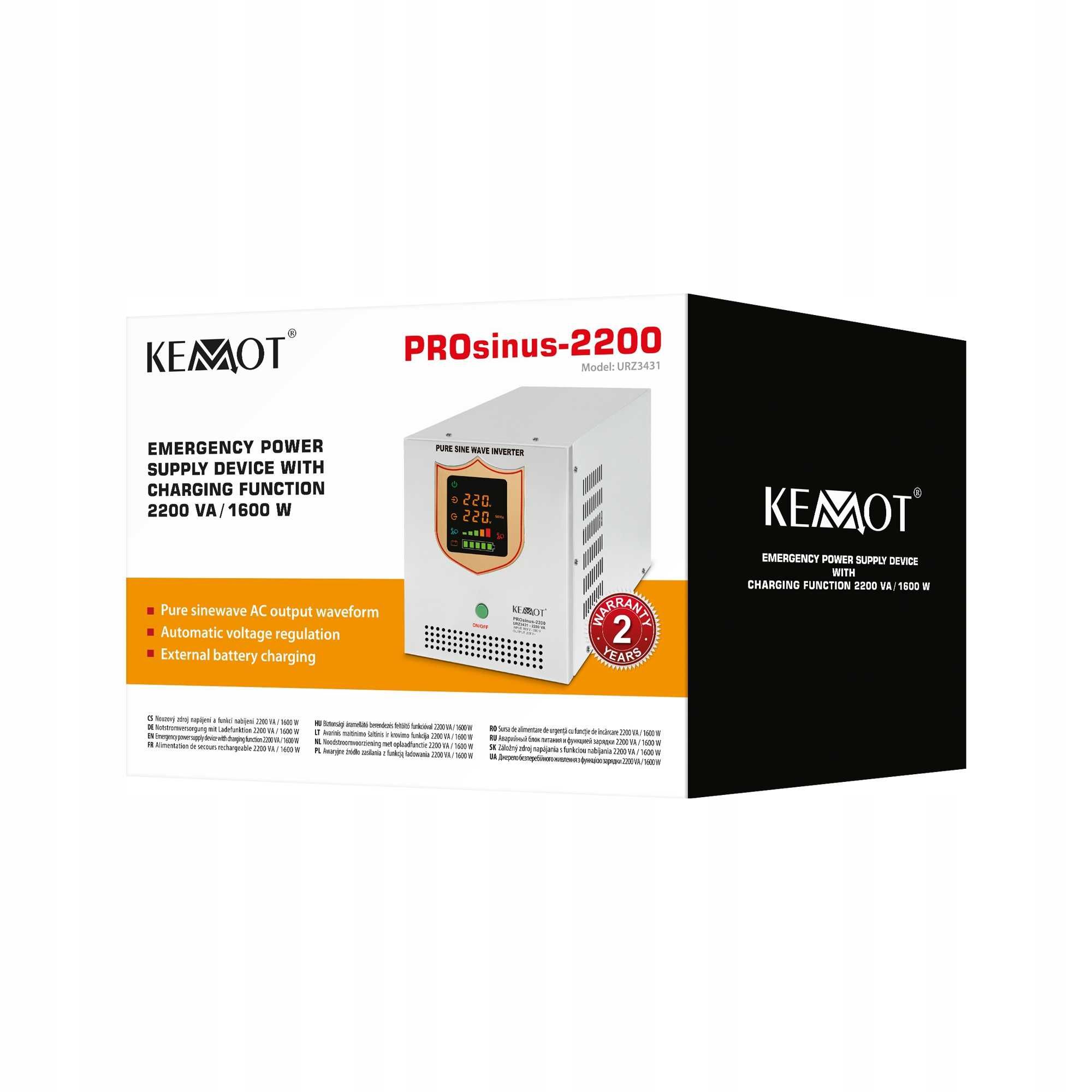 Zasilacz awaryjny UPS Kemot PROsinus 2200 12V/230V 2200VA/ 1600 W