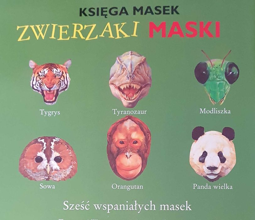 Księga masek - maski dla dzieci - maski zwierząt - maska dinozaura