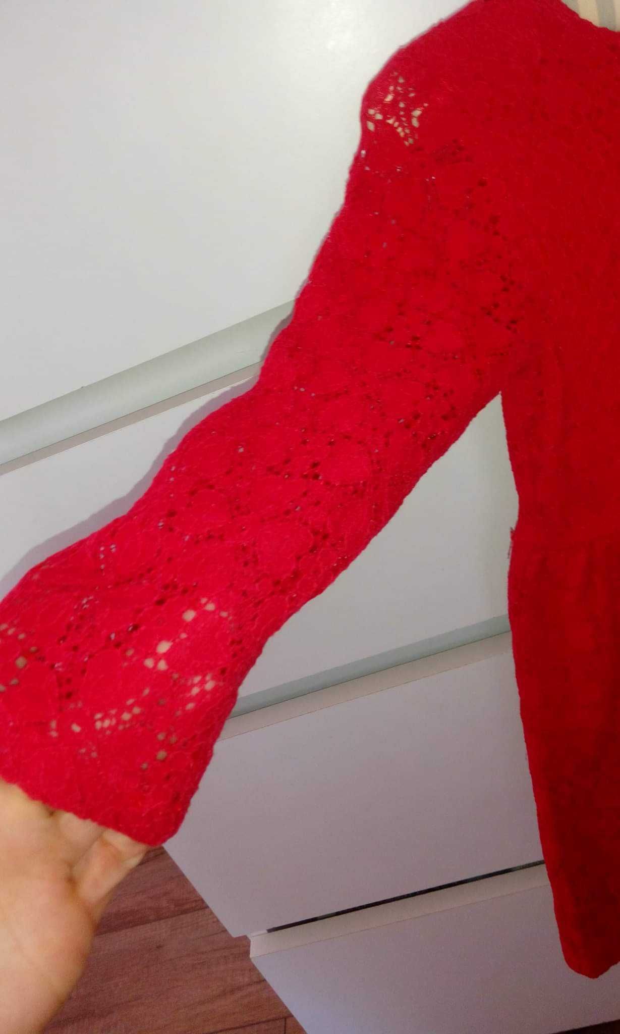 H&m sukienka 98/104 czerwona,koronkowa,wesele,święta