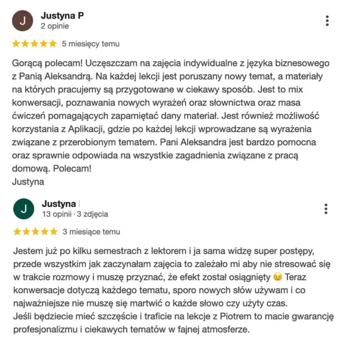 Angielski online Konwersacje Business English Opinie klientów Faktura