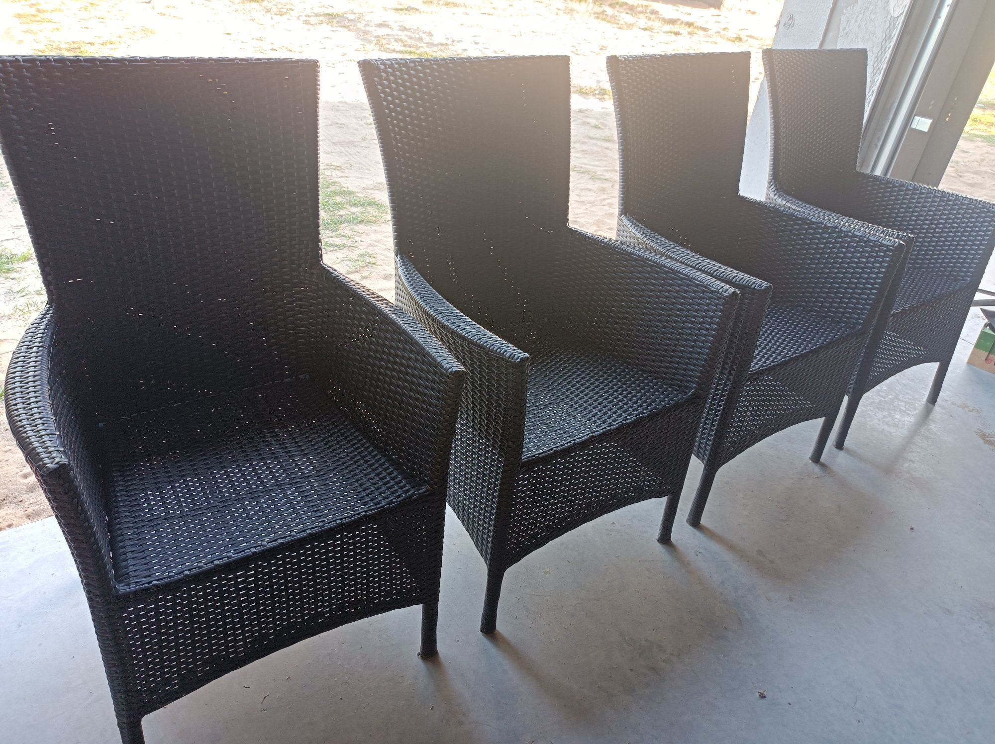 4 fotele ogrodowe ratanowe antracyt wygodne