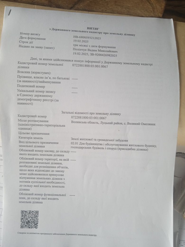 Продам ділянку під забудову 0,20га великий омеляник