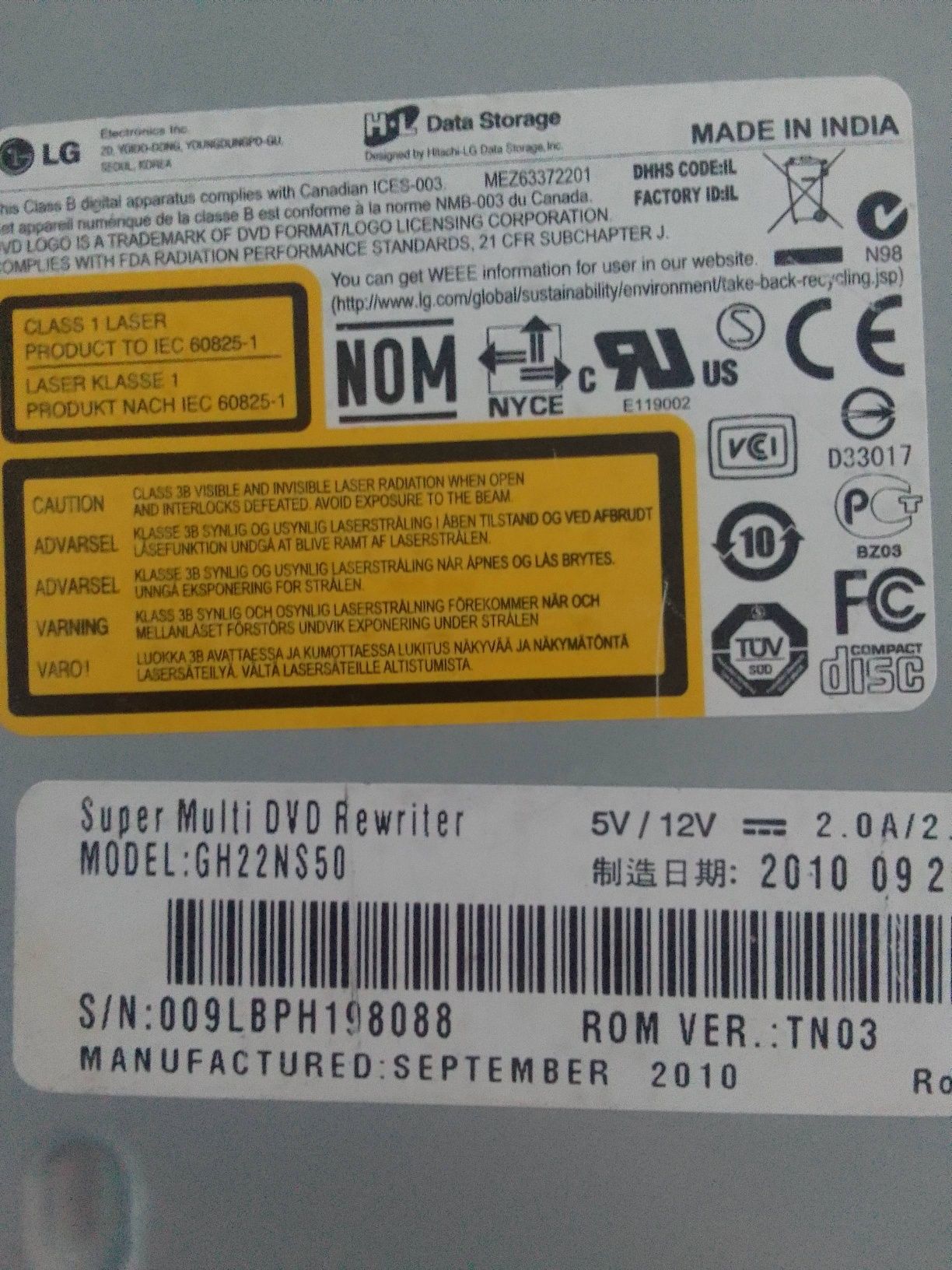 napęd-nagrywarka DVDRW LG GH22NS50