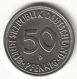 50 Pfennig 1970 D, Alemanha Ocidental