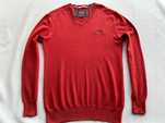 SuperDry _ Czerwony delikatny sweter w serek XL _ bawełna+kaszmir