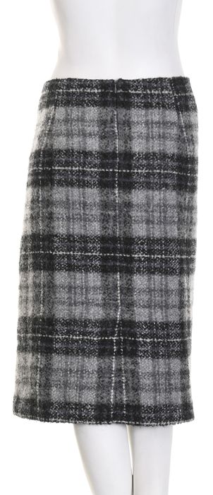 BONITA ciepła szara spódniczka midi w kratkę wełna alpaka r. 46