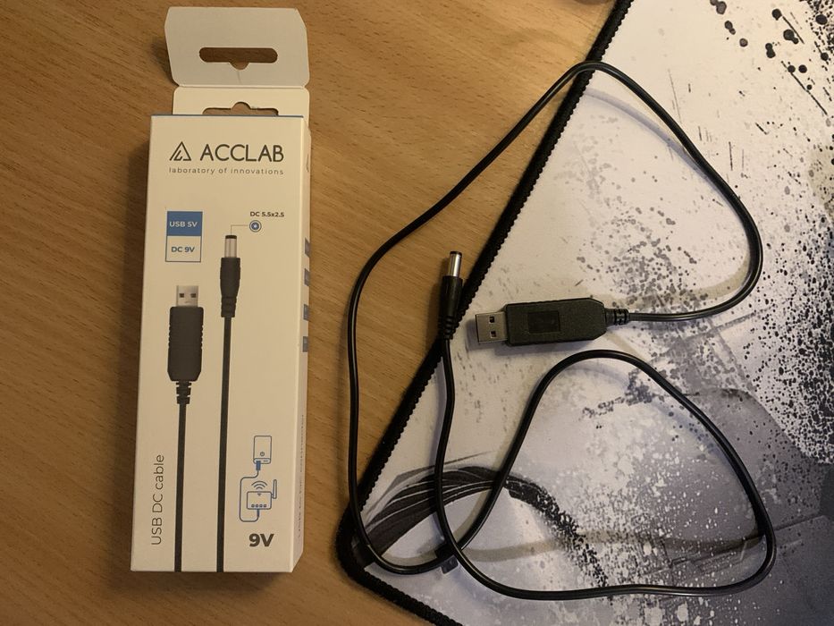 Кабель для роутера від павербанка Acclab USB 5V to 9V DC 5.5х2.5