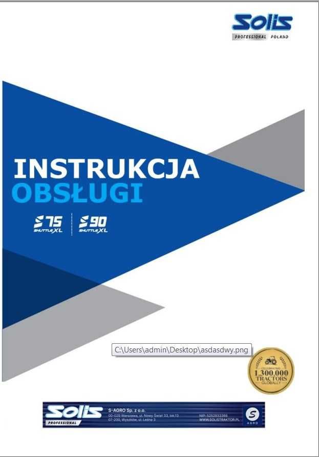 Instrukcja obsługi ciągnika Solis S 75,  S 90 PL