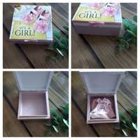 Szkatułka/pudełko dla dziewczynki Baby Shower - decoupage