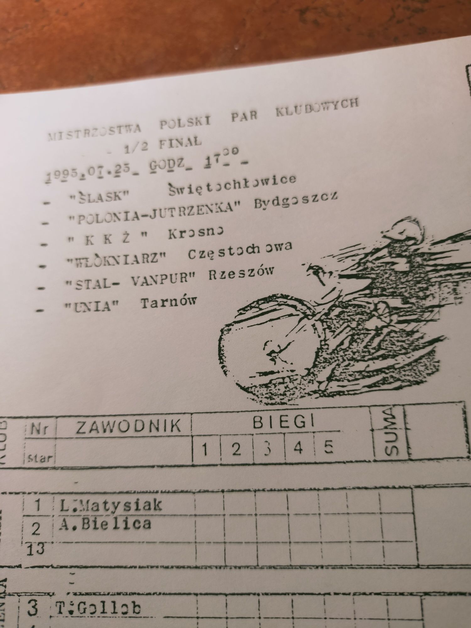 Program żużel Świętochłowice Śląsk 1995