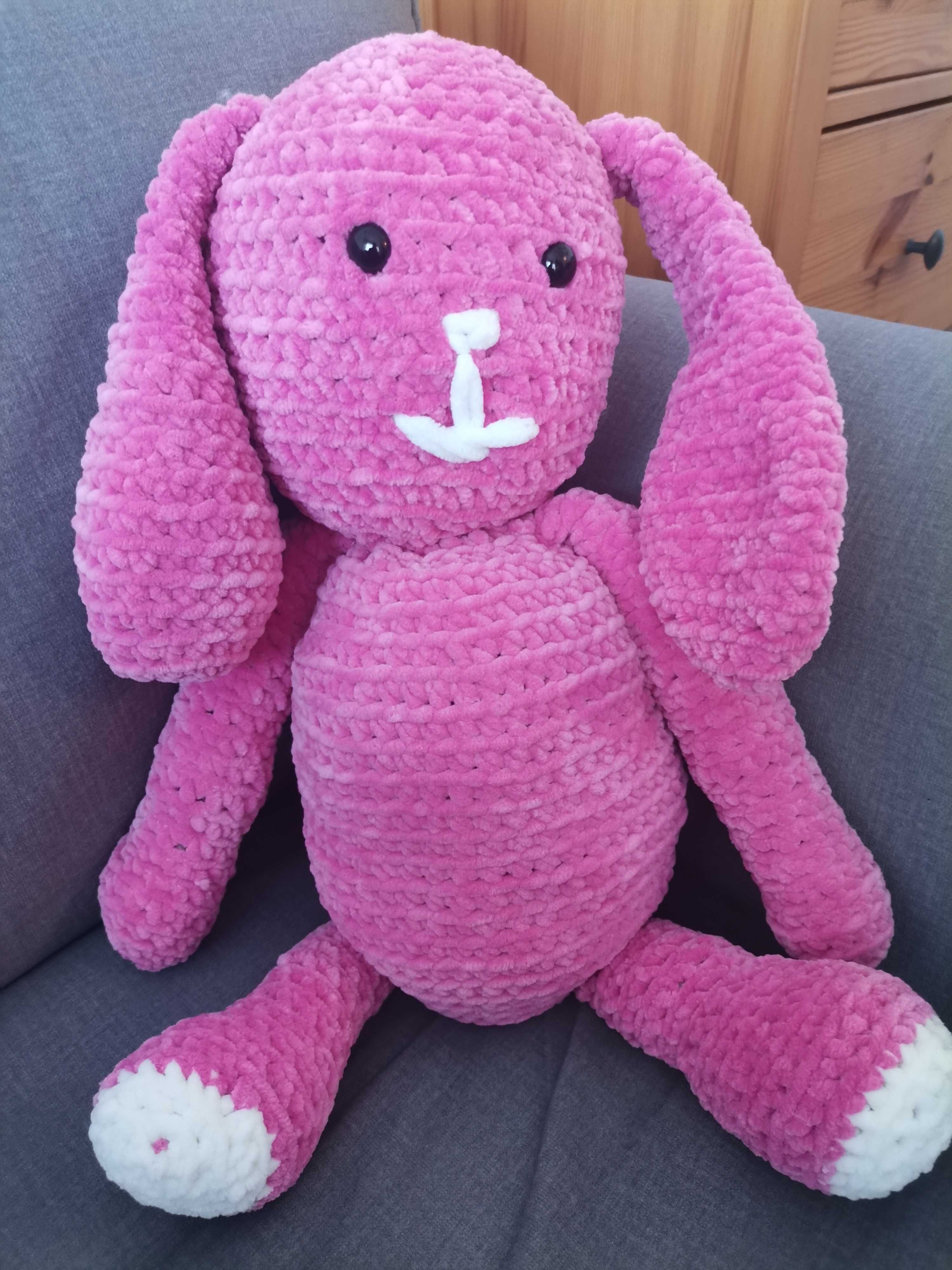 Nowa Handmade maskotka Królik 50 cm mięciutka przytulanka szydełkowana