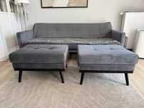 2 szt.! Scandicsofa Puf Podnóżek Klematisar Steel / szary czarna rama