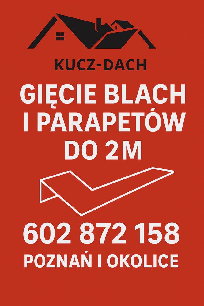 Gięcie obróbek blacharskich, parapetów do 2m długości