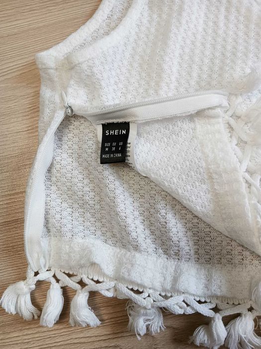 Crop top bluzka na ramiączkach biały Shein M