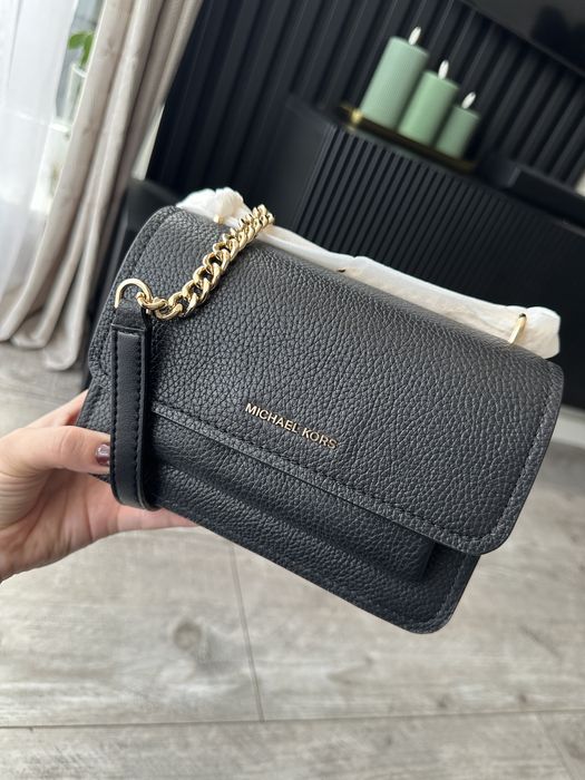 Nowa mała torebka na łańcuszku Michael kors claire czarna skórzana