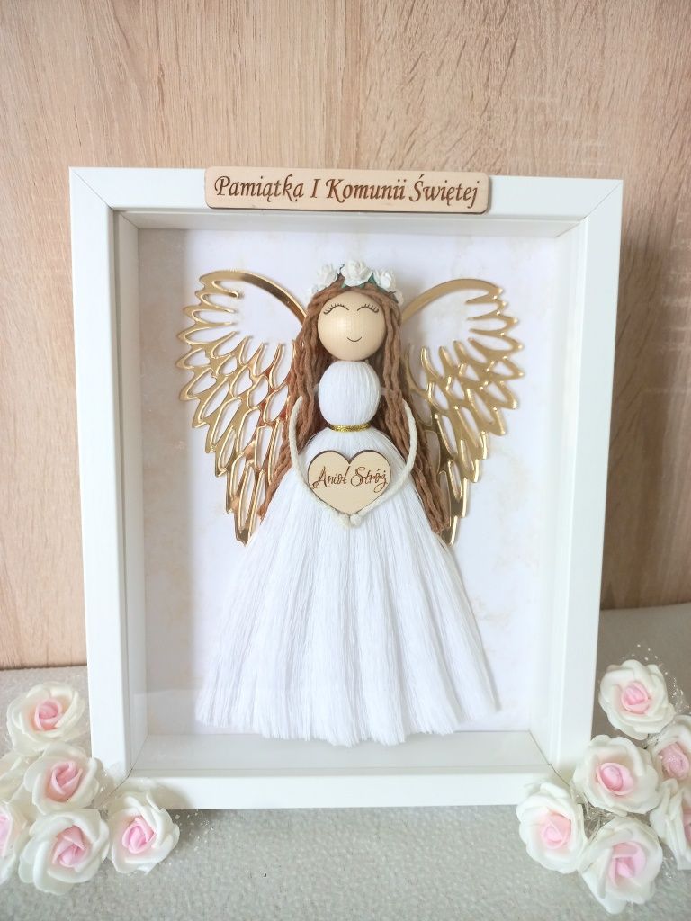 Ramka z aniołem,  obrazek z aniołem, pamiątka Komunii, pamiątka chrztu