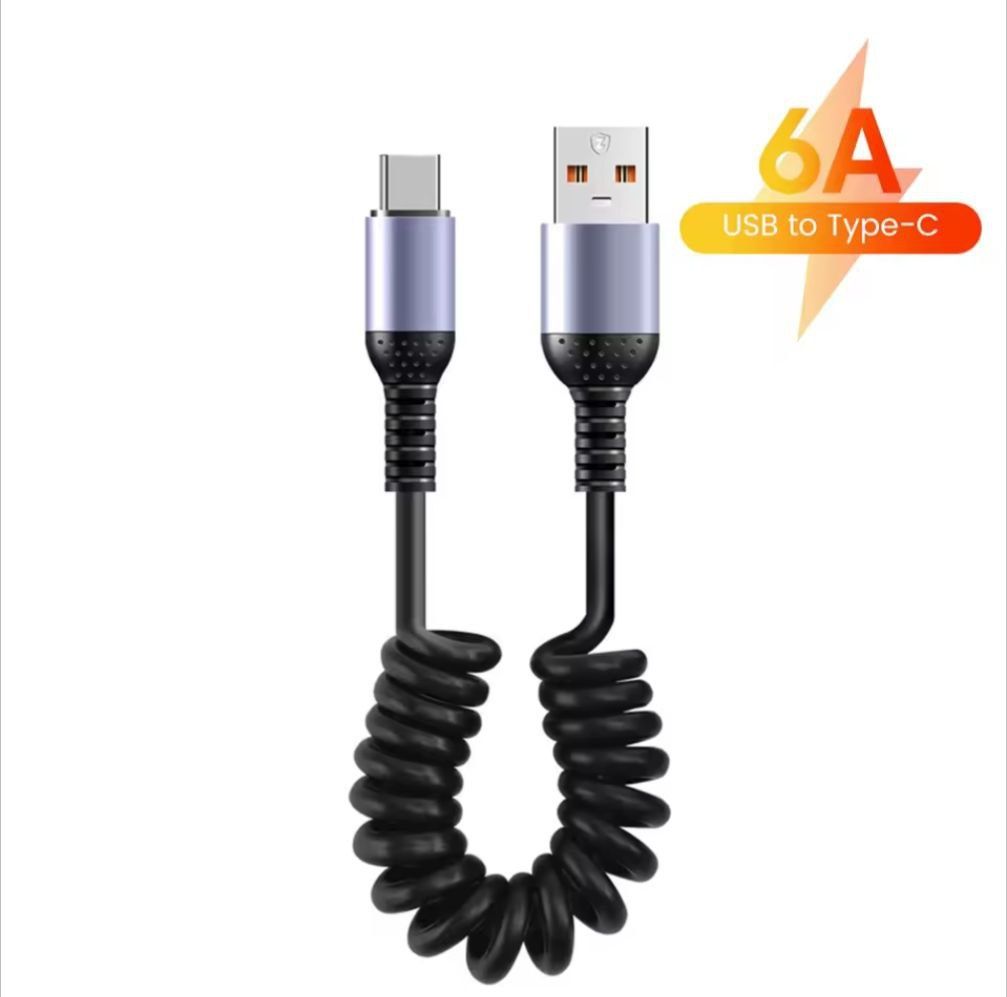 Кабель USB type C в авто на пружінці