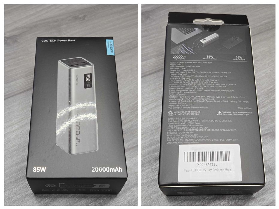 CUKTECH 15 SE Power Bank - 85W, 20 000 mAh - Швидка зарядка