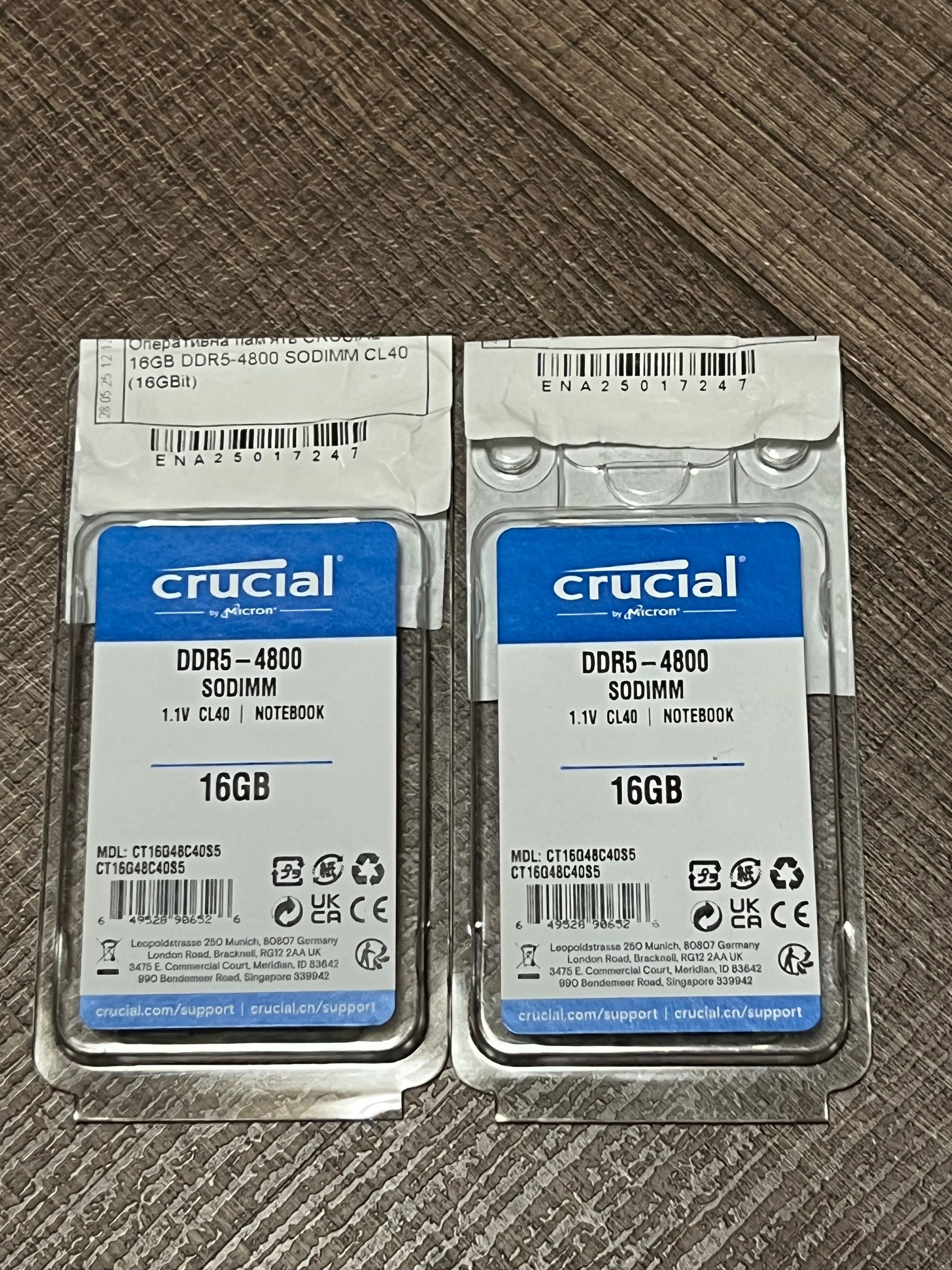Crucial 16 GB оперативна пам’ять для ноутбуків SO-DIMM DDR5 4800 MHz