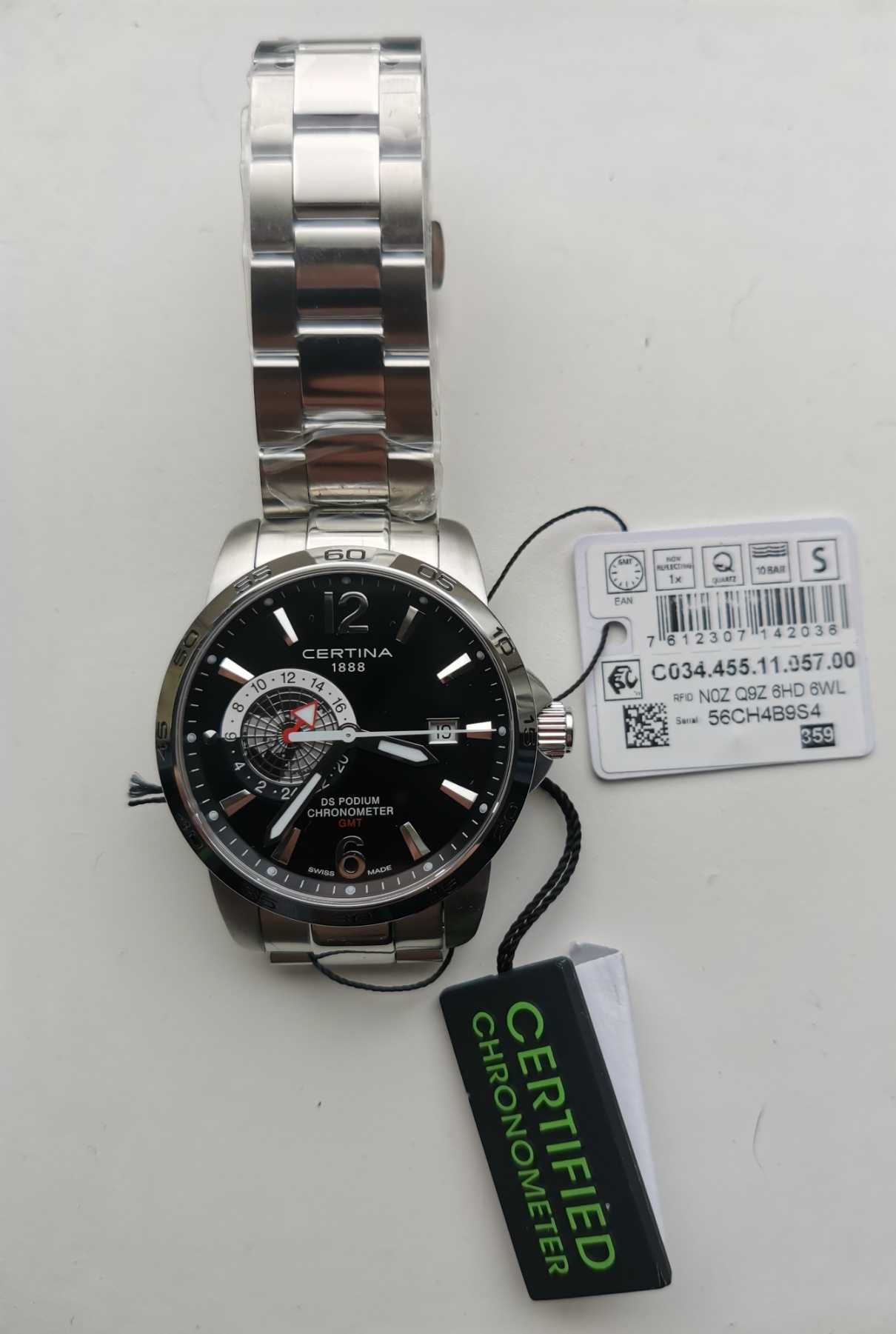 Оригінальний швейцарський кварцевий годинник DS Podium GMT Certina