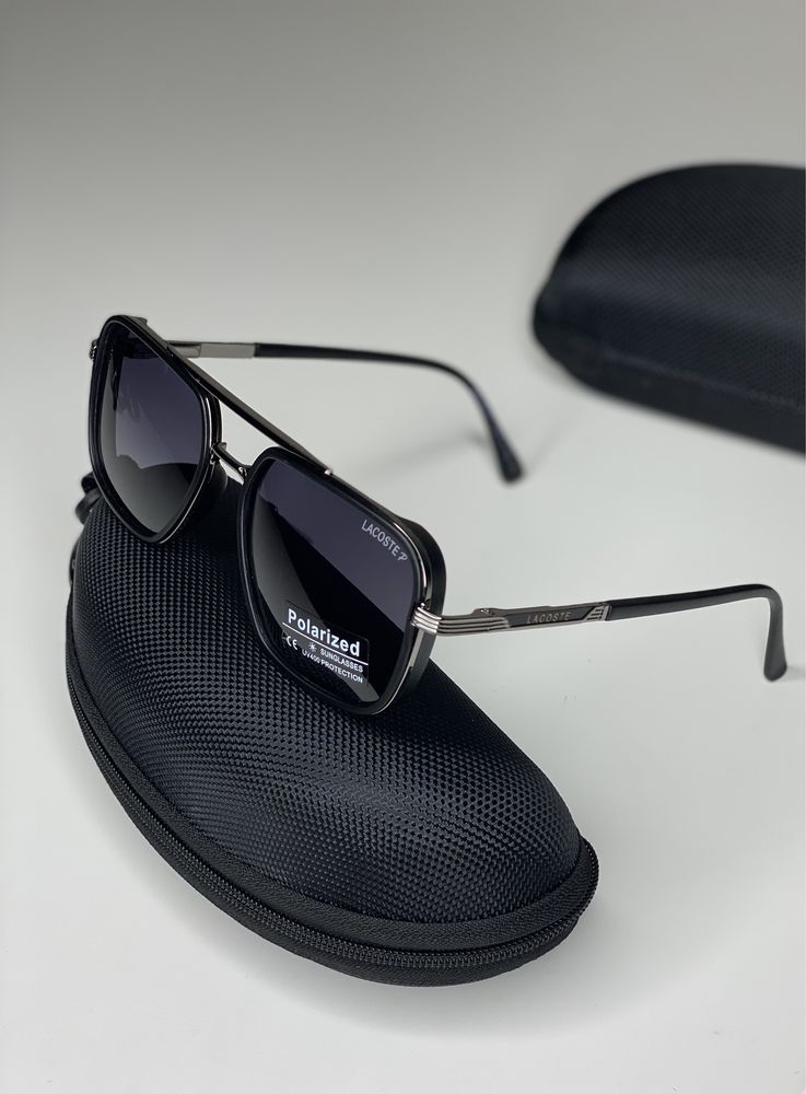 Сонцезахисні окуляри LACOSTE Polarized чорні поляризовані Чоловічі