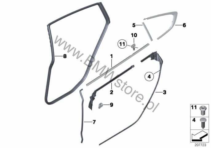 Uszczelka drzwi lewy tył lewa tylna BMW F07 F07N OEM NOWA