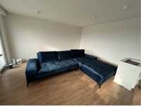 Piekny nowoczesny granatowy welurowy narożnik / sofa / kanapa