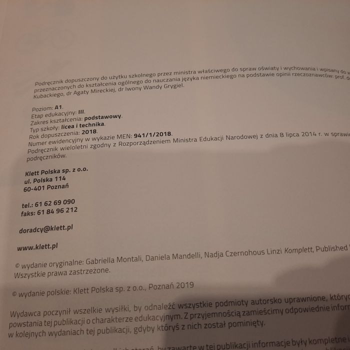 Podręcznik do niemieckiego Komplett plus 1