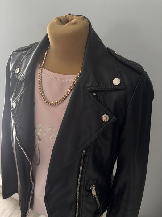 Damska kurtka skórzana czarna ramoneska w r.M