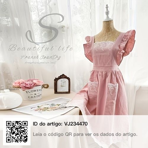 Avental novo estilo vintage cor de rosa