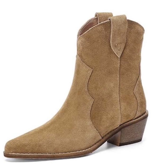 Черевики козаки коричневого кольору з вишивкою