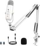 ZealSound Zestaw mikrofonów USB + ramię k66 Pearly White Podcast
