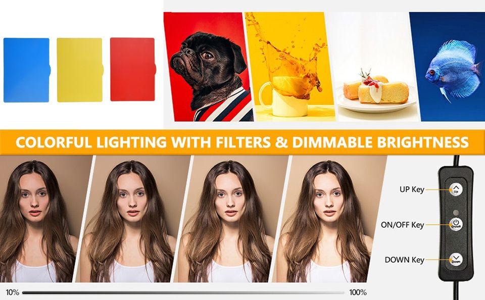 Mini painel de luz led com filtros de cores + tripé 46cm NOVO