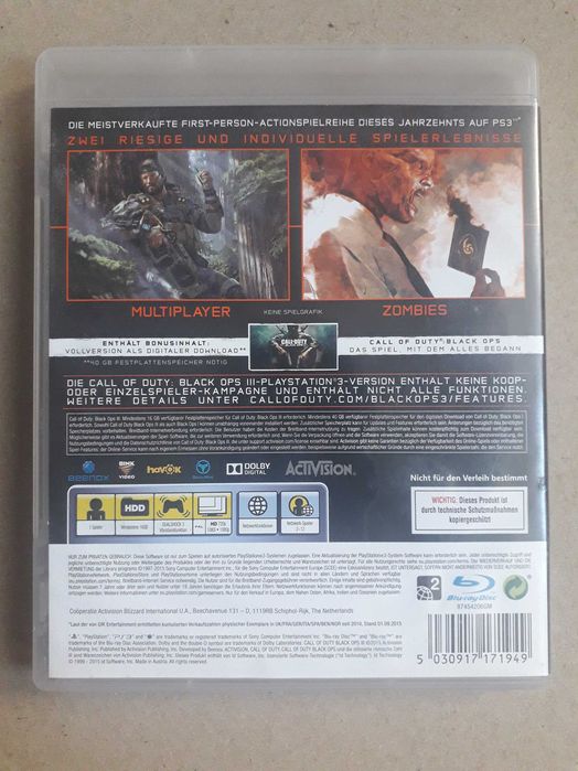 Blue-ray Disc PS3 Call of Duty, Black Ops.