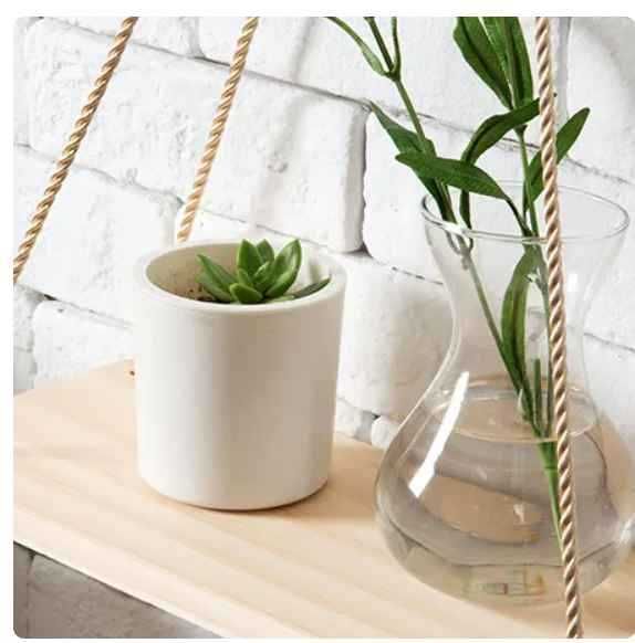 DREWNIANA PÓŁKA Wisząca Na Ścianę Na Linie Vintage Retro Boho PROMOCJA