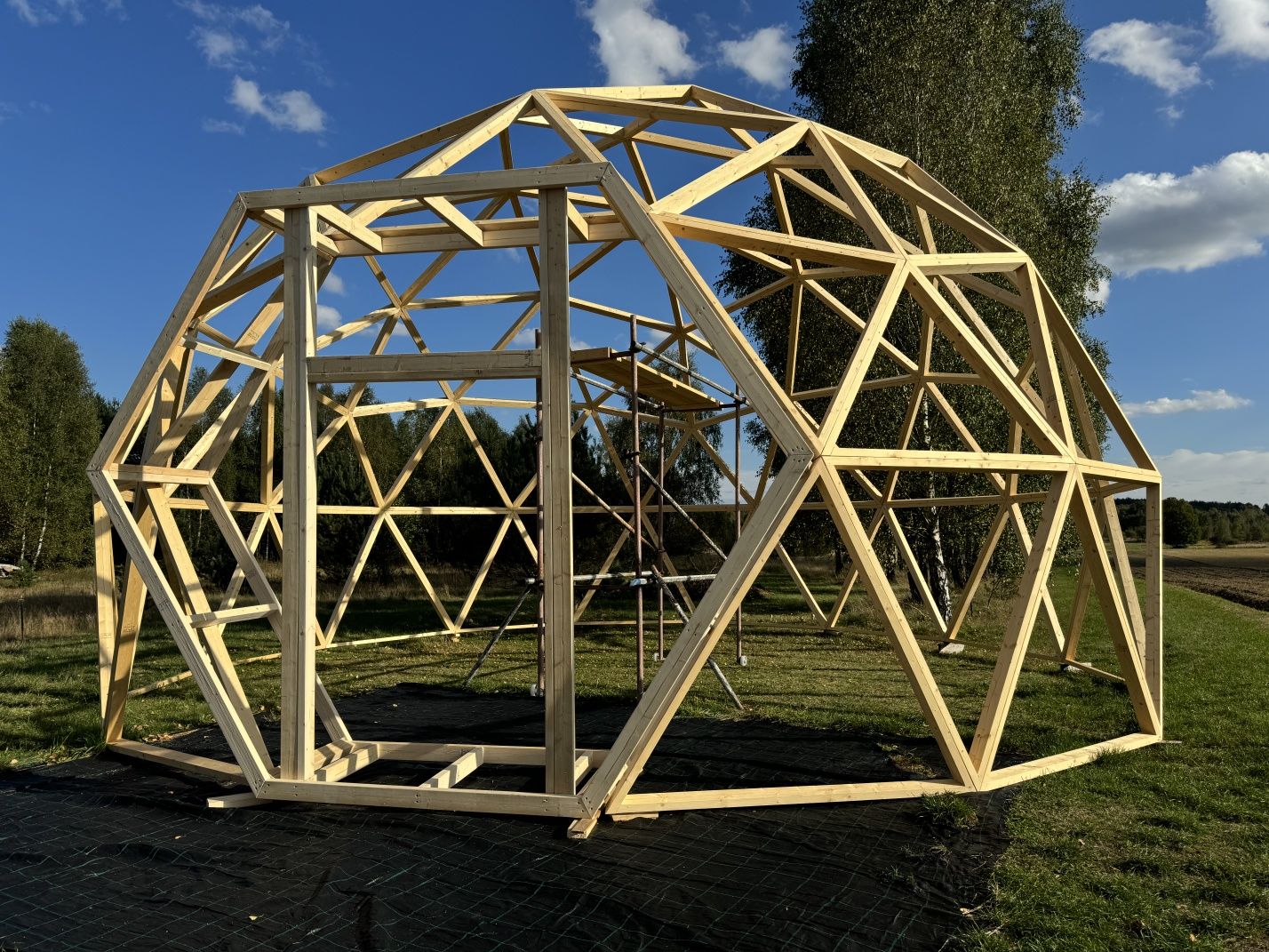 Kopuła geodezyjna 65m2. GLAMPING - Dom - Konstrukcja.