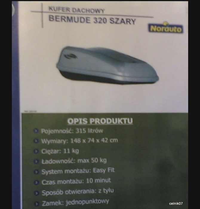 Box dachowy oraz 4 klucze BERMUDE 320