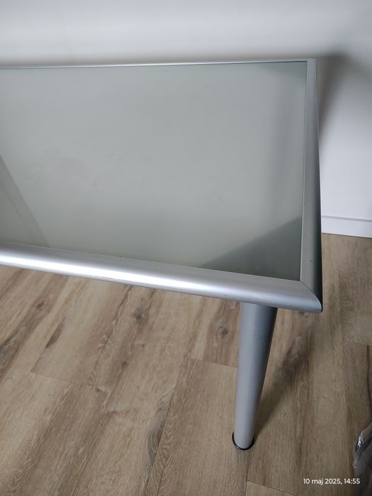 Stół szklany aluminium Ikea 157x78