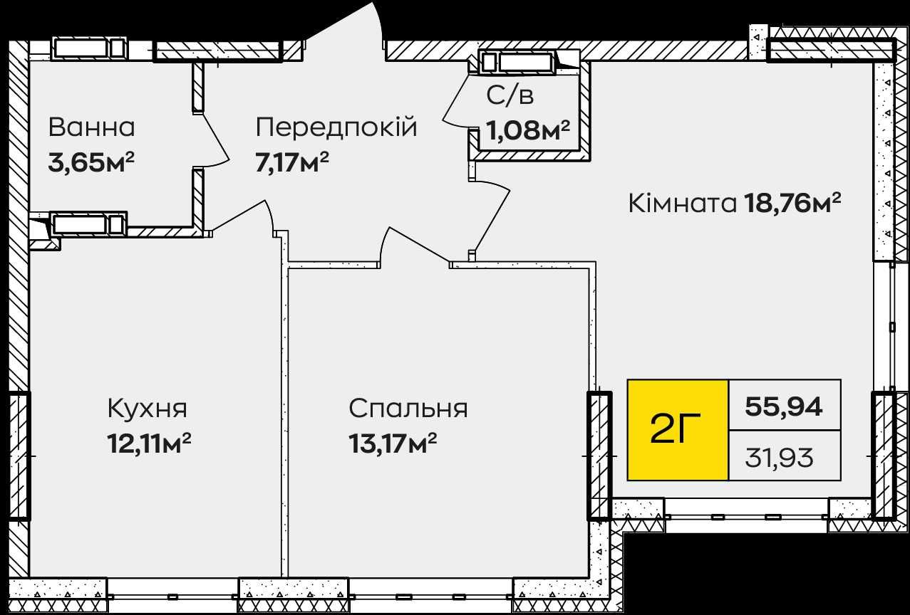 АКЦІЙНА ДВУШКА 55,94м² в р-ні Позняків! ЦІНУ ЗНИЖЕНО!Терміновий продаж