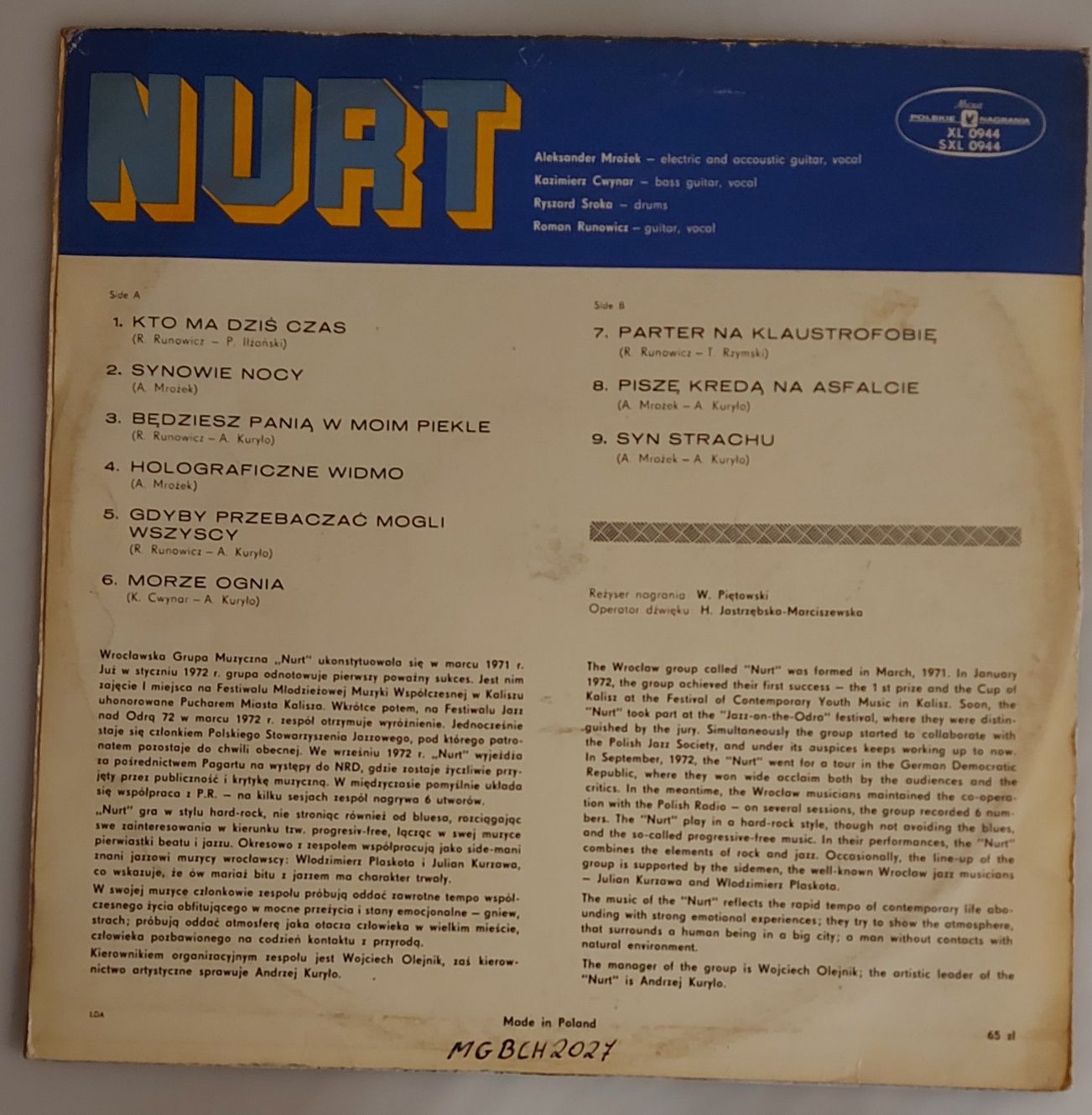 Nurt - Nurt 1973 unikat pierwsze wydanie