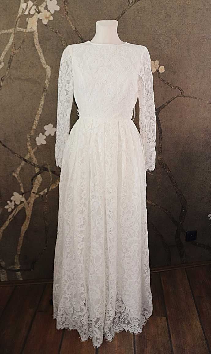 Asos bridal sukienka maxi koronkowa ślubna ślub 38 m